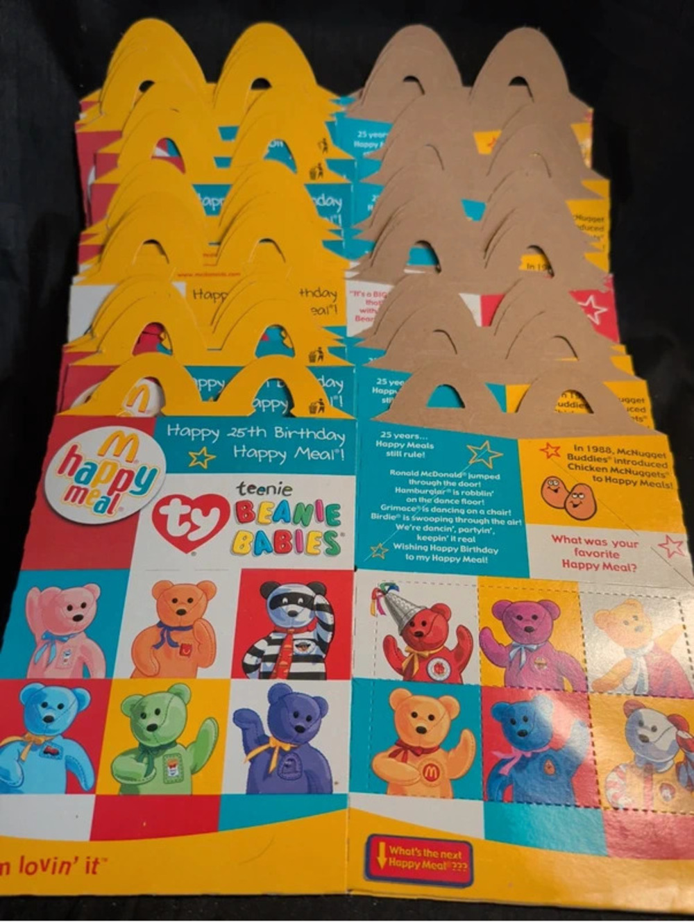 Lot of 15 vintage happy meal ty beanie happy meal unique cool gift boxes